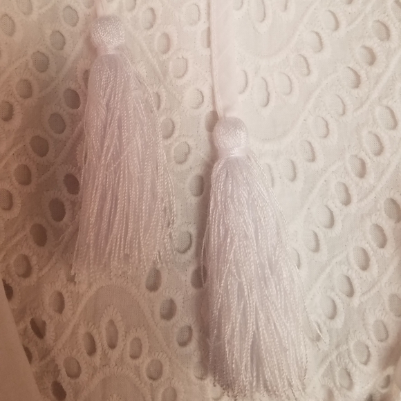 Jade Top Melody Tam L White Fringe Tassels - Picture 3 of 7